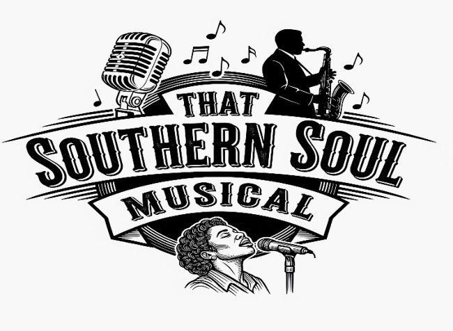 That Southern Soul Musical logo with microphone, saxophone and vocalist.